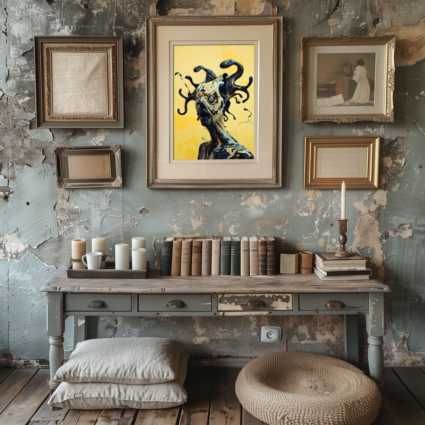 Vibrant Yellow Slobber Head Weirdcore Wall Art - Psychedelic Poster