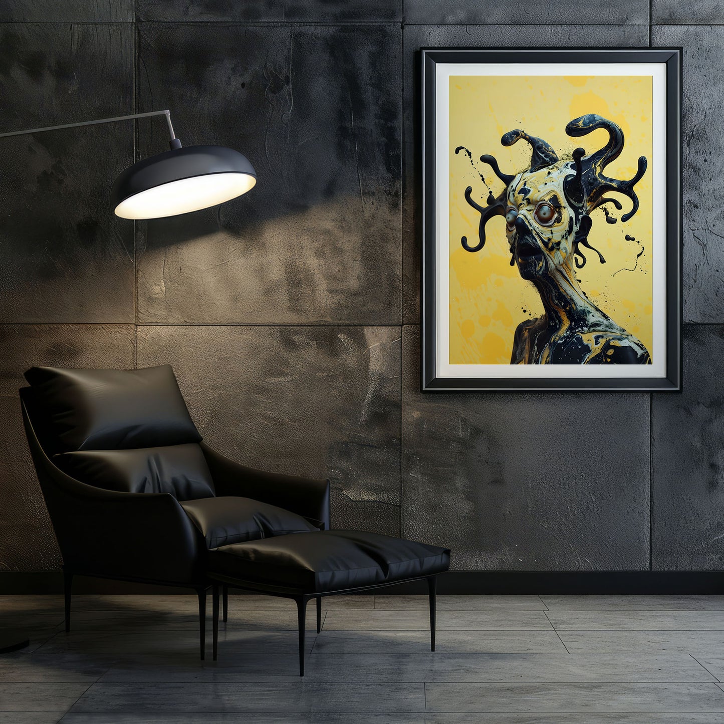 Vibrant Yellow Slobber Head Weirdcore Wall Art - Psychedelic Poster