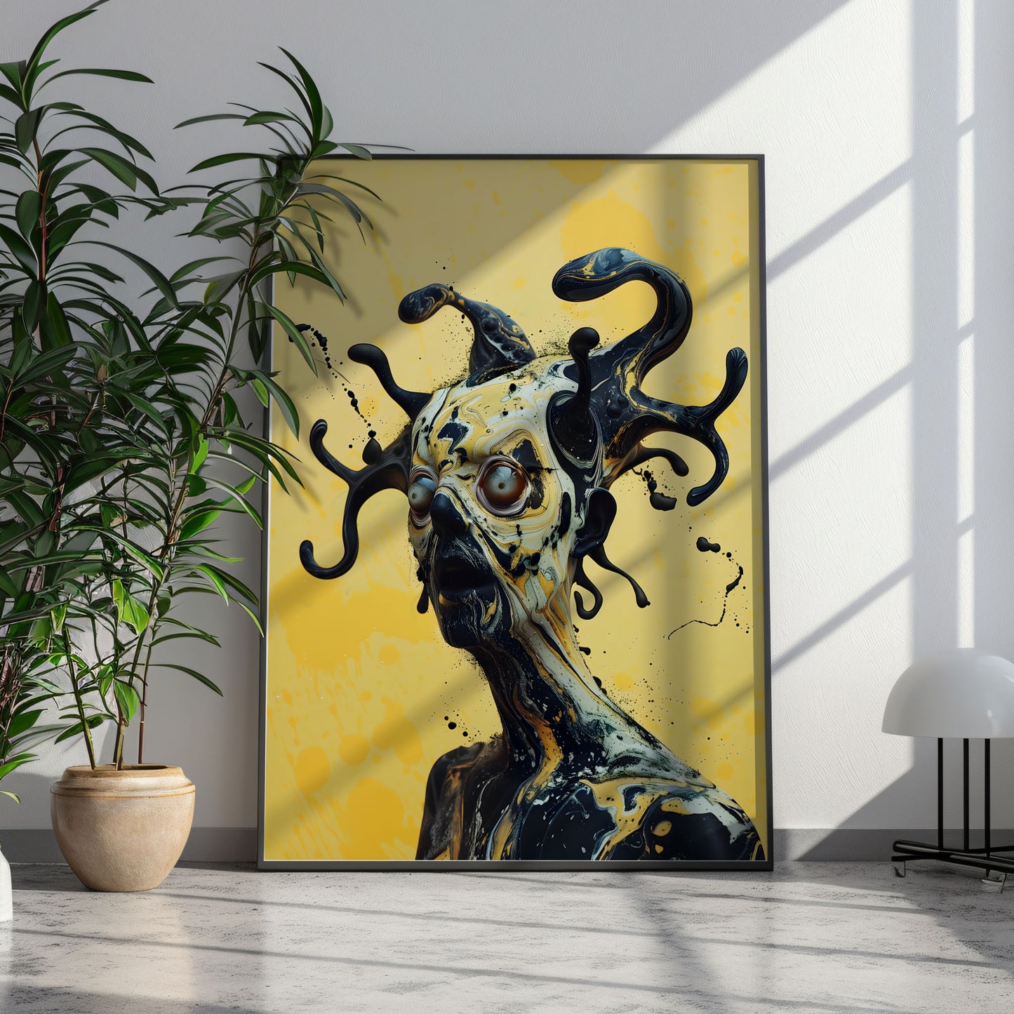 Vibrant Yellow Slobber Head Weirdcore Wall Art - Psychedelic Poster