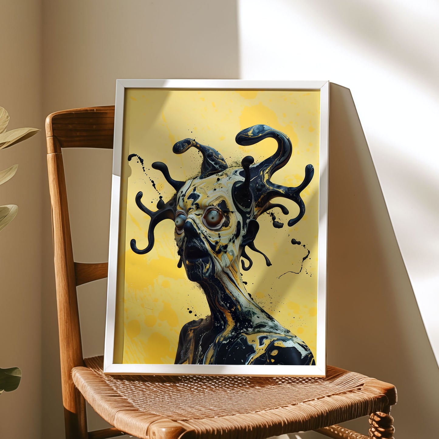 Vibrant Yellow Slobber Head Weirdcore Wall Art - Psychedelic Poster