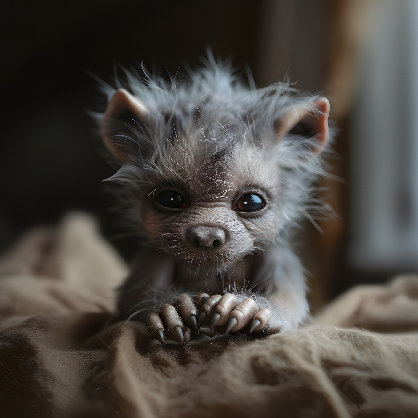 Baby Werewolf Just Woke Up Poster, Creepy Cute Gothic Wall Art
