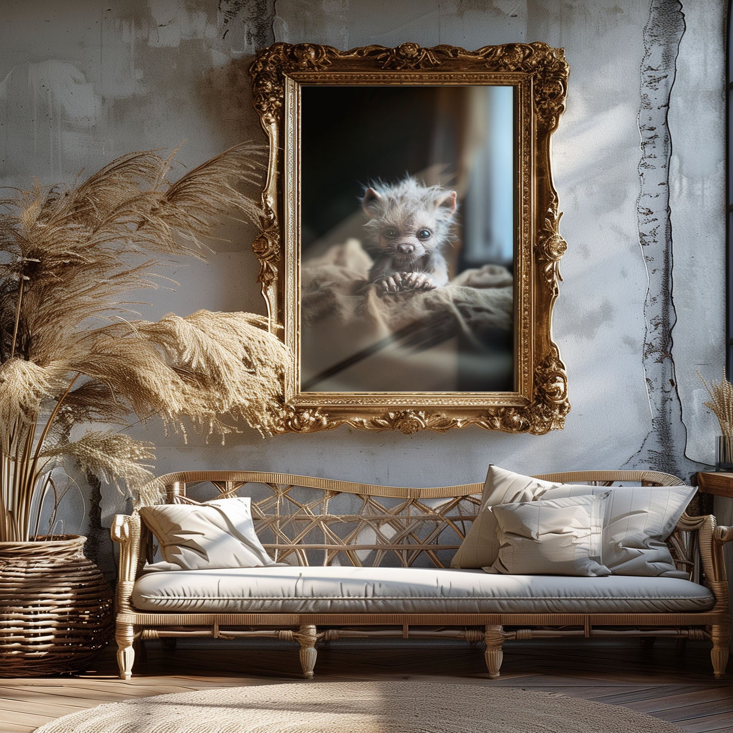 Baby Werewolf Just Woke Up Poster, Creepy Cute Gothic Wall Art