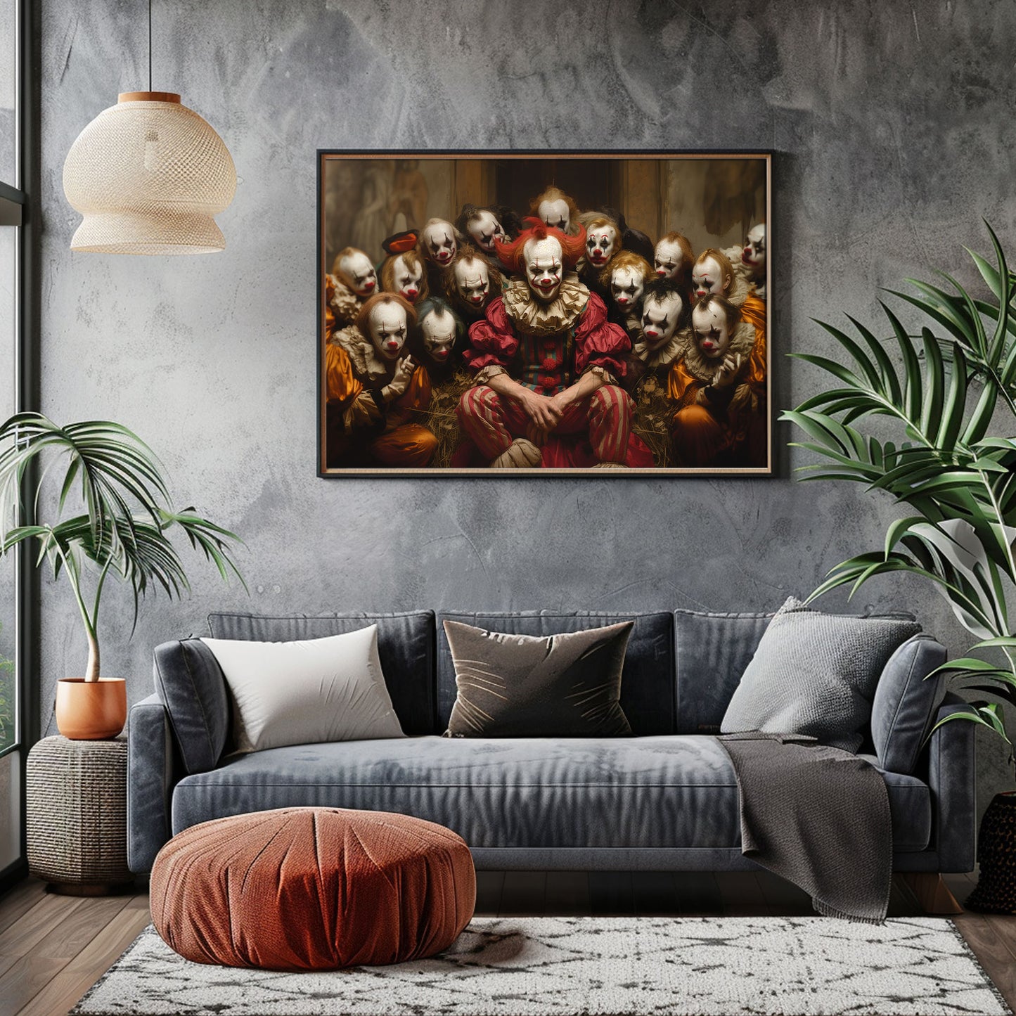 Bizarre Clown Family Poster: Creepy Clowncore Gothic Wall Art