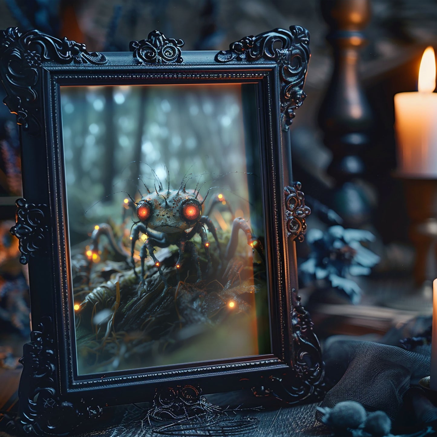Glowing Fantasy Creature in the Woods - Creepy Gothic Wall Decor