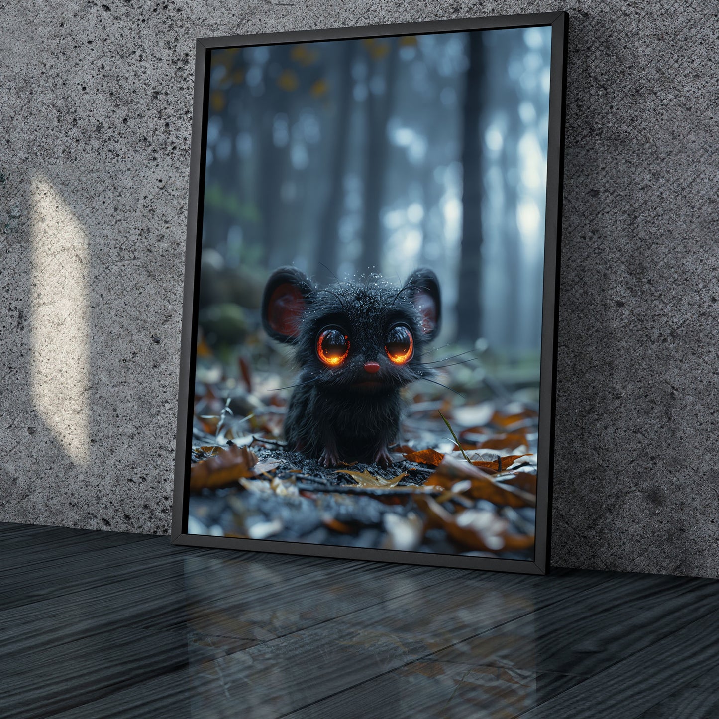 Cute Little Creepy Creature in Dark Forest - Gothic Wall Art