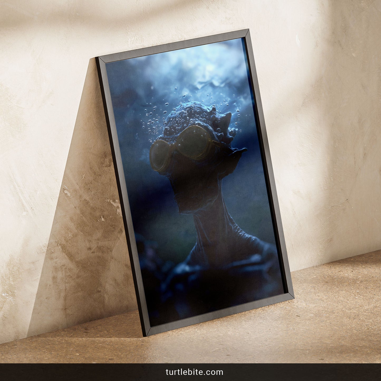 Dark Art Print, Surreal Underwater Portrait, Moody Blue Wall Decor