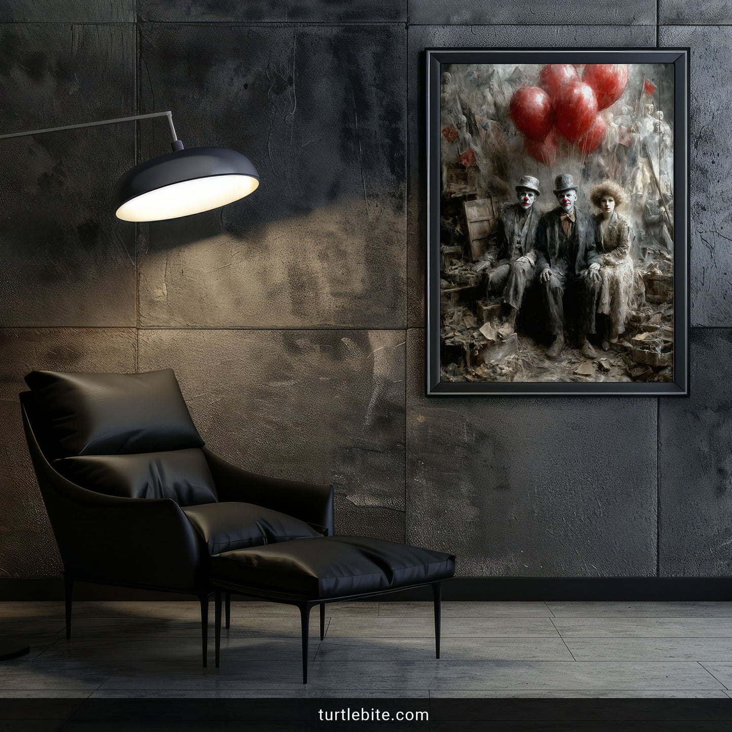 Dark Clown Art Print, Gothic Circus Wall Decor, Creepy Balloon Poster