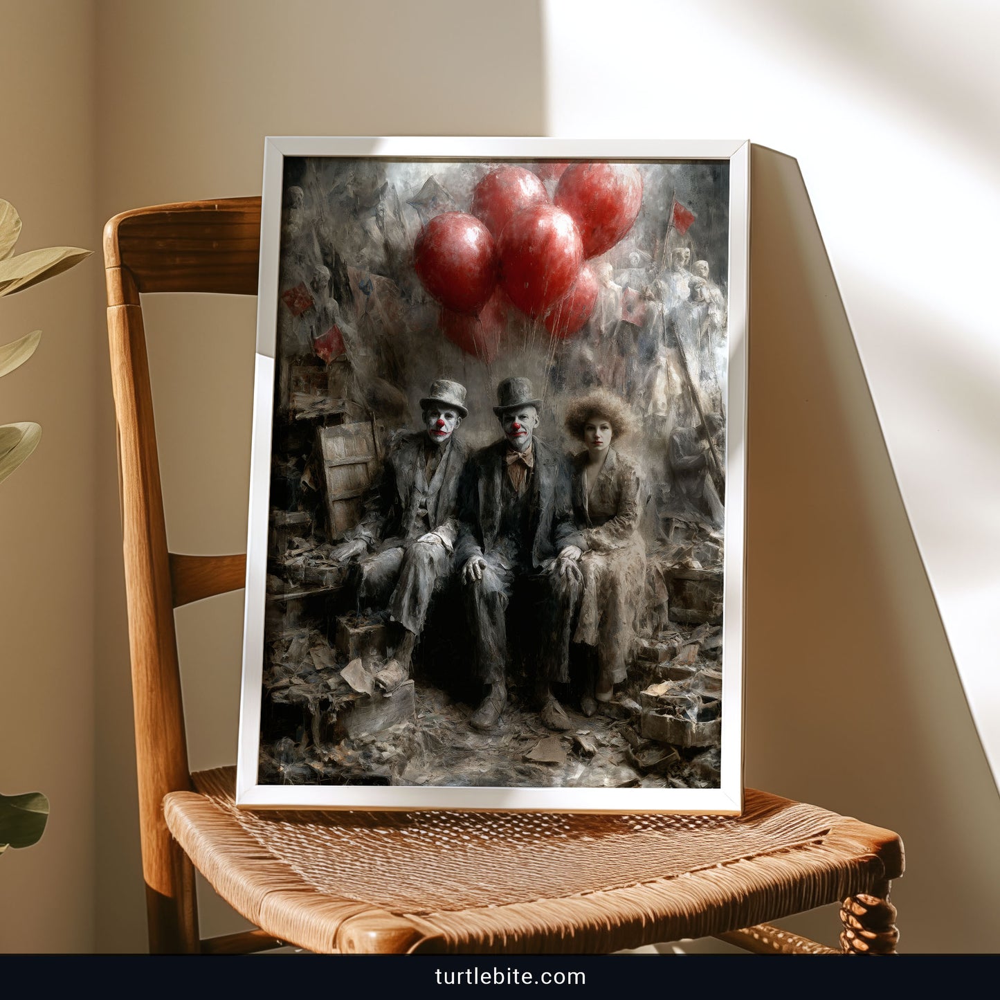 Dark Clown Art Print, Gothic Circus Wall Decor, Creepy Balloon Poster