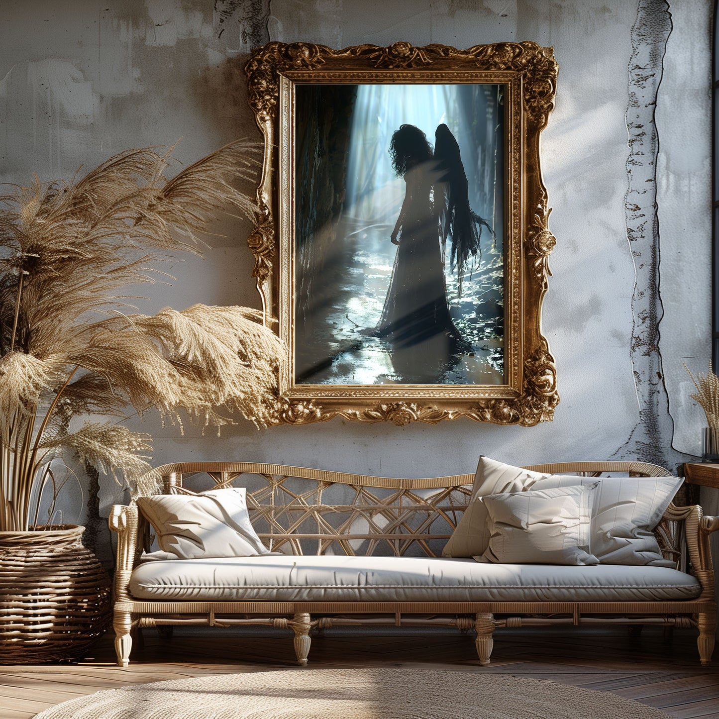 Dark Gothic Angel Poster: Stranded in Muddy Forest