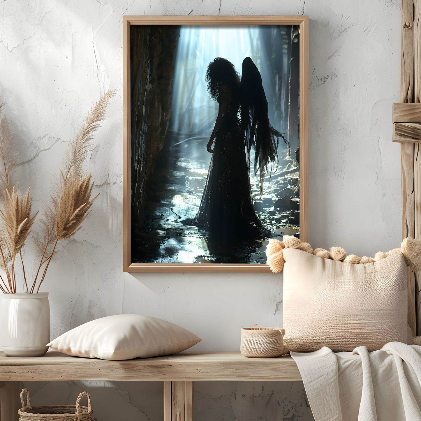 Dark Gothic Angel Poster: Stranded in Muddy Forest