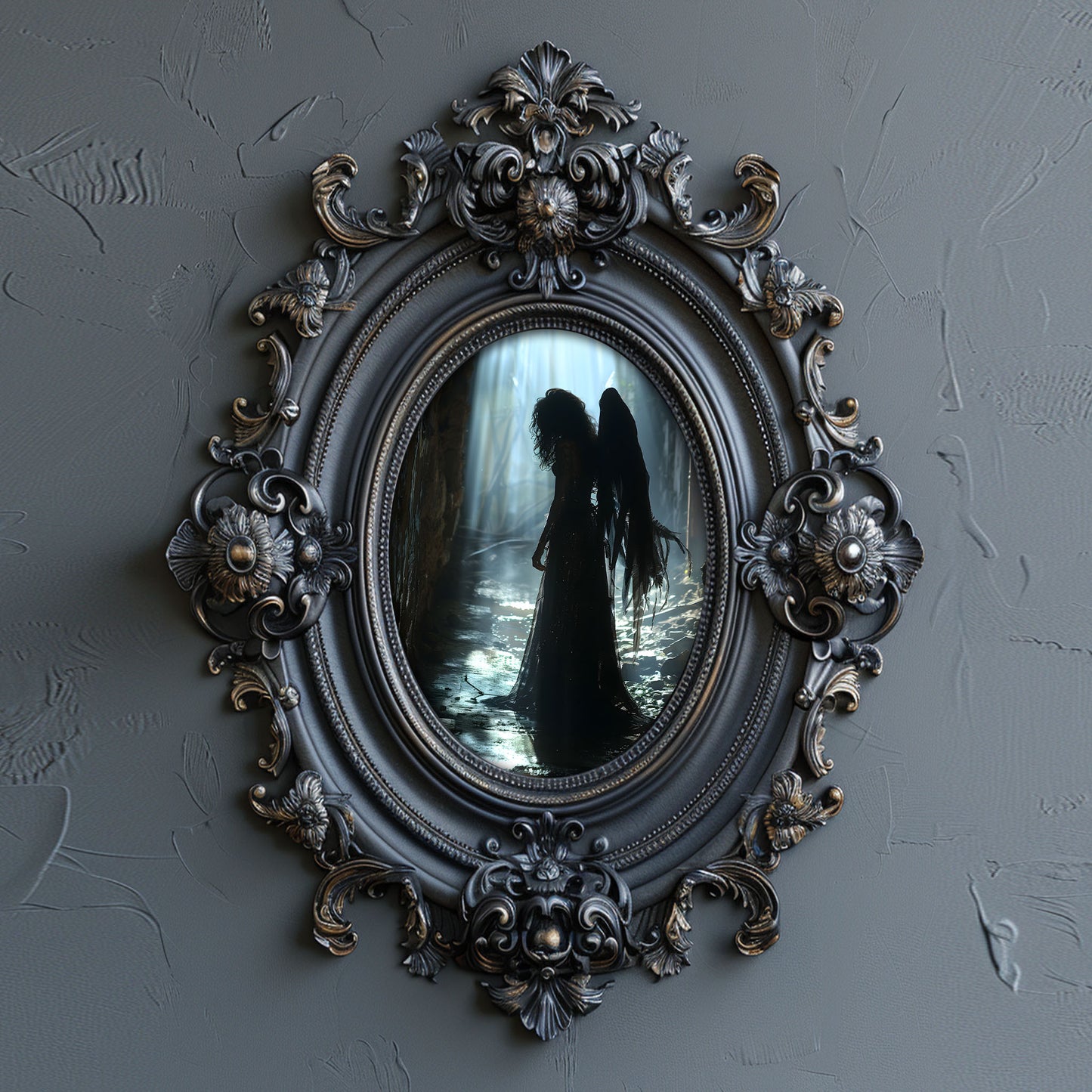 Dark Gothic Angel Poster: Stranded in Muddy Forest