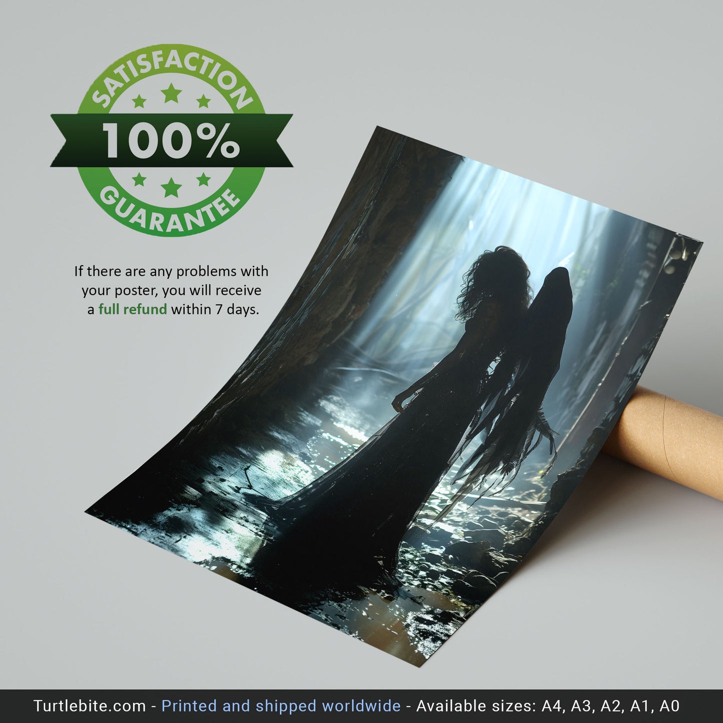 Dark Gothic Angel Poster: Stranded in Muddy Forest