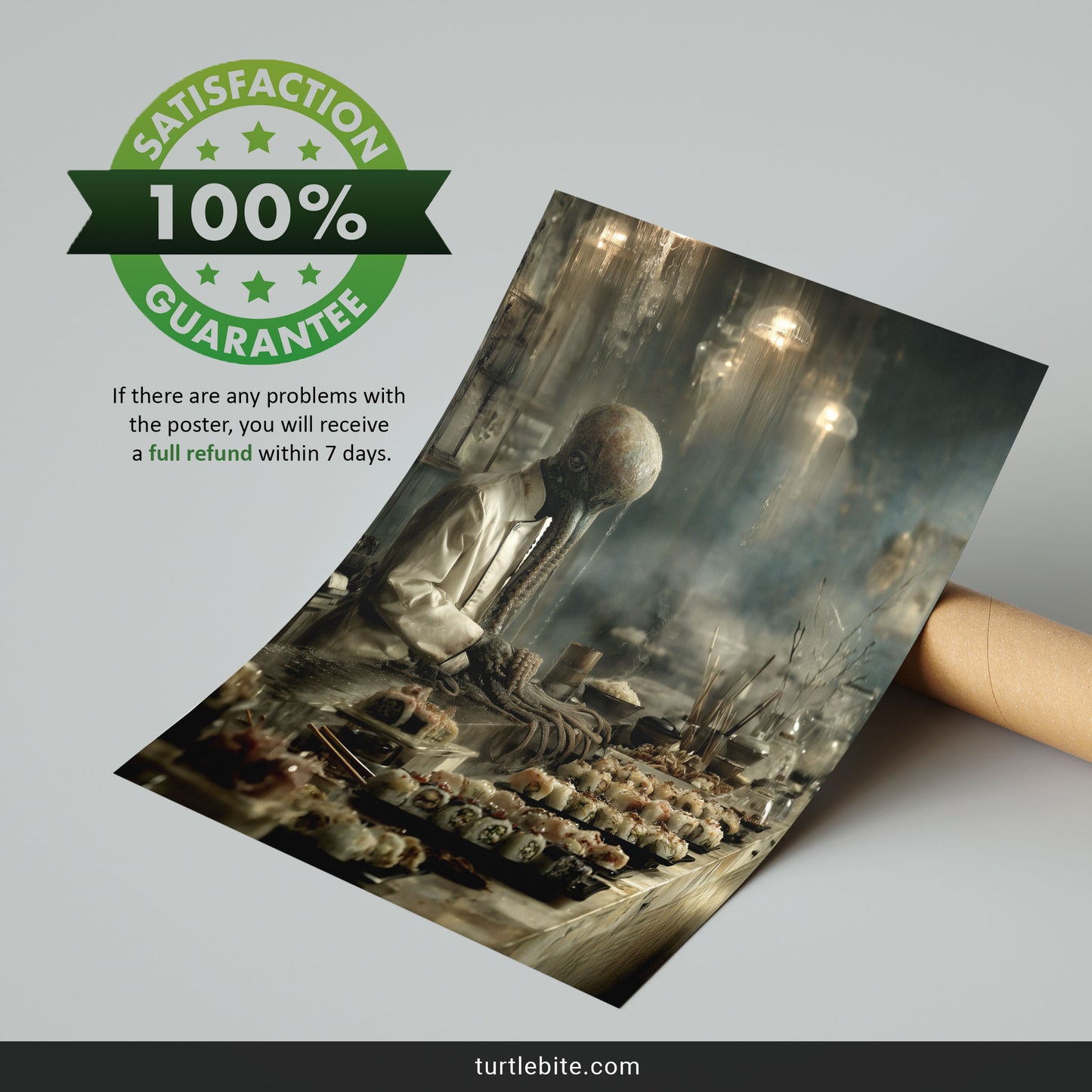 Cthulhu Sushi Chef Print | Dark Kitchen Wall Art