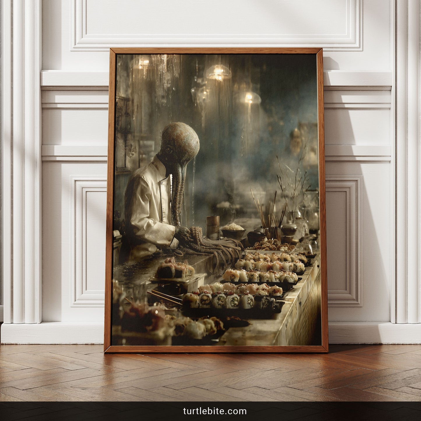 Cthulhu Sushi Chef Print | Dark Kitchen Wall Art