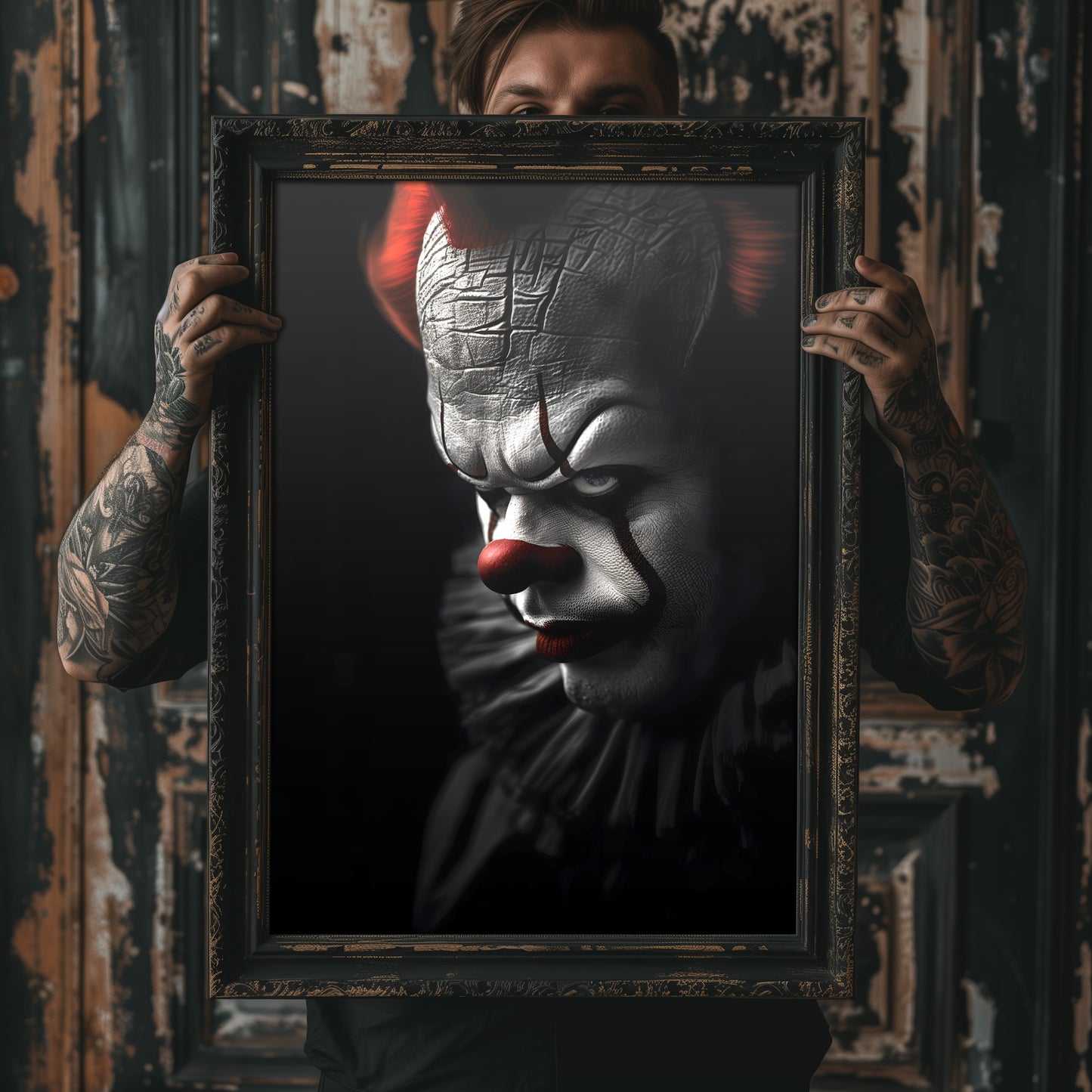 Gothic Creepy Clowncore Portrait Print