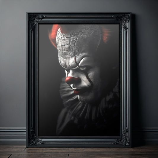 Gothic Creepy Clowncore Portrait Print