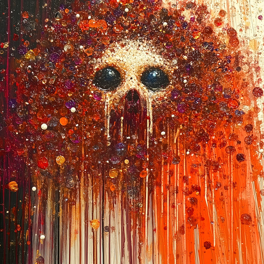 Dazzling Skull Art Print - Vibrant Splatter Oil Painting Poster - Colorful Sparkling Fine Art Print