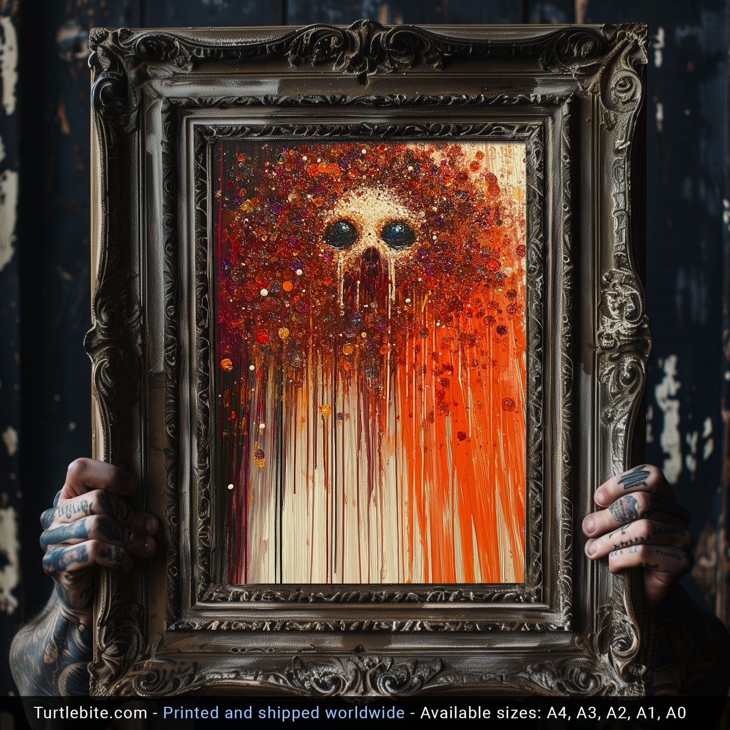 Dazzling Skull Art Print - Vibrant Splatter Oil Painting Poster - Colorful Sparkling Fine Art Print