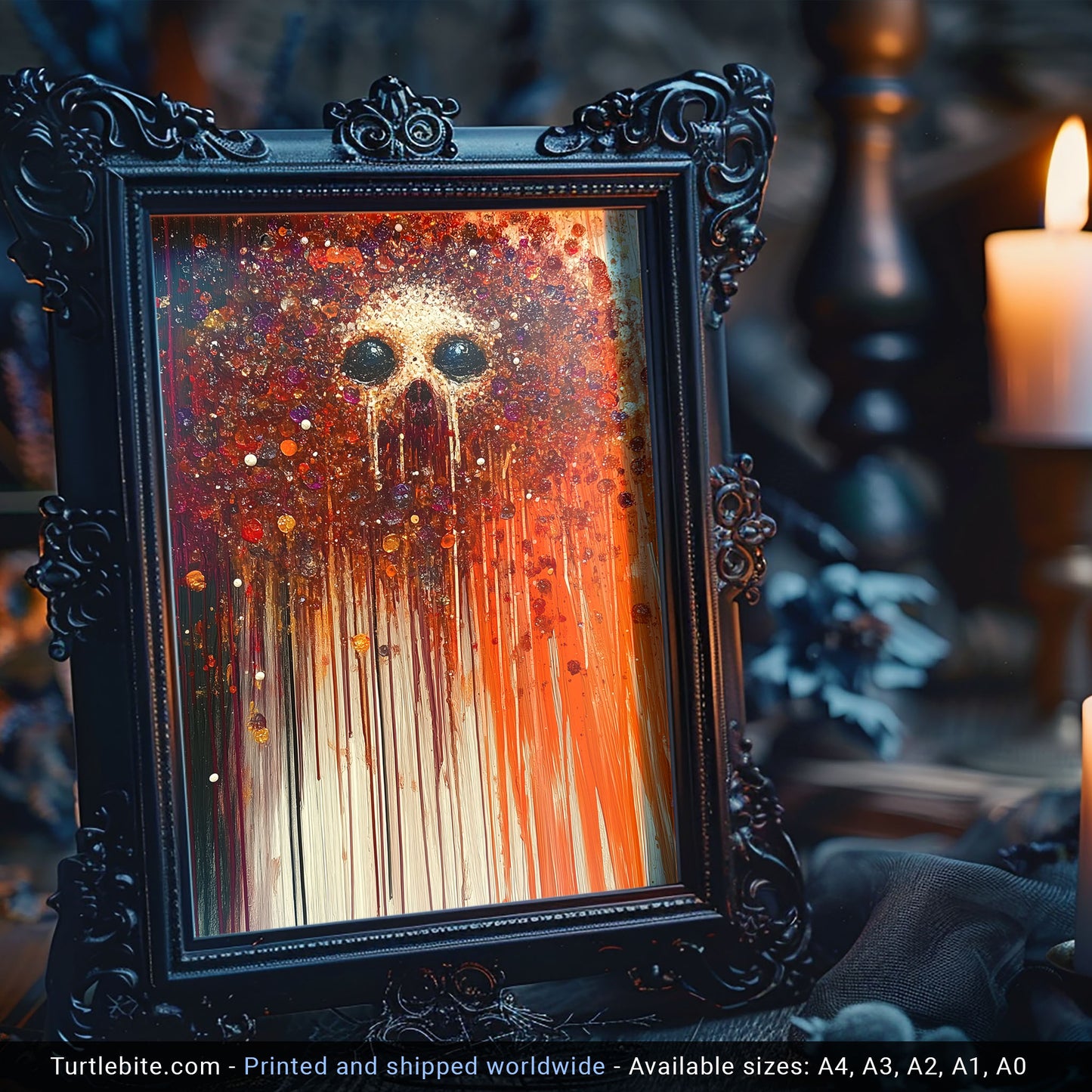 Dazzling Skull Art Print - Vibrant Splatter Oil Painting Poster - Colorful Sparkling Fine Art Print