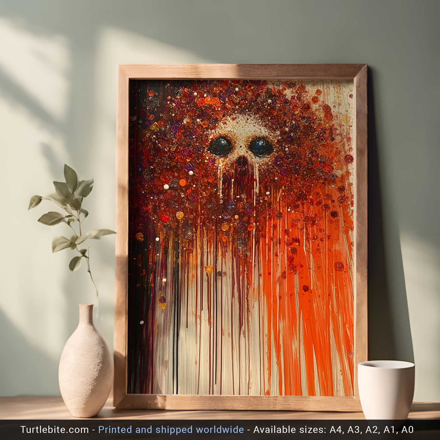 Dazzling Skull Art Print - Vibrant Splatter Oil Painting Poster - Colorful Sparkling Fine Art Print