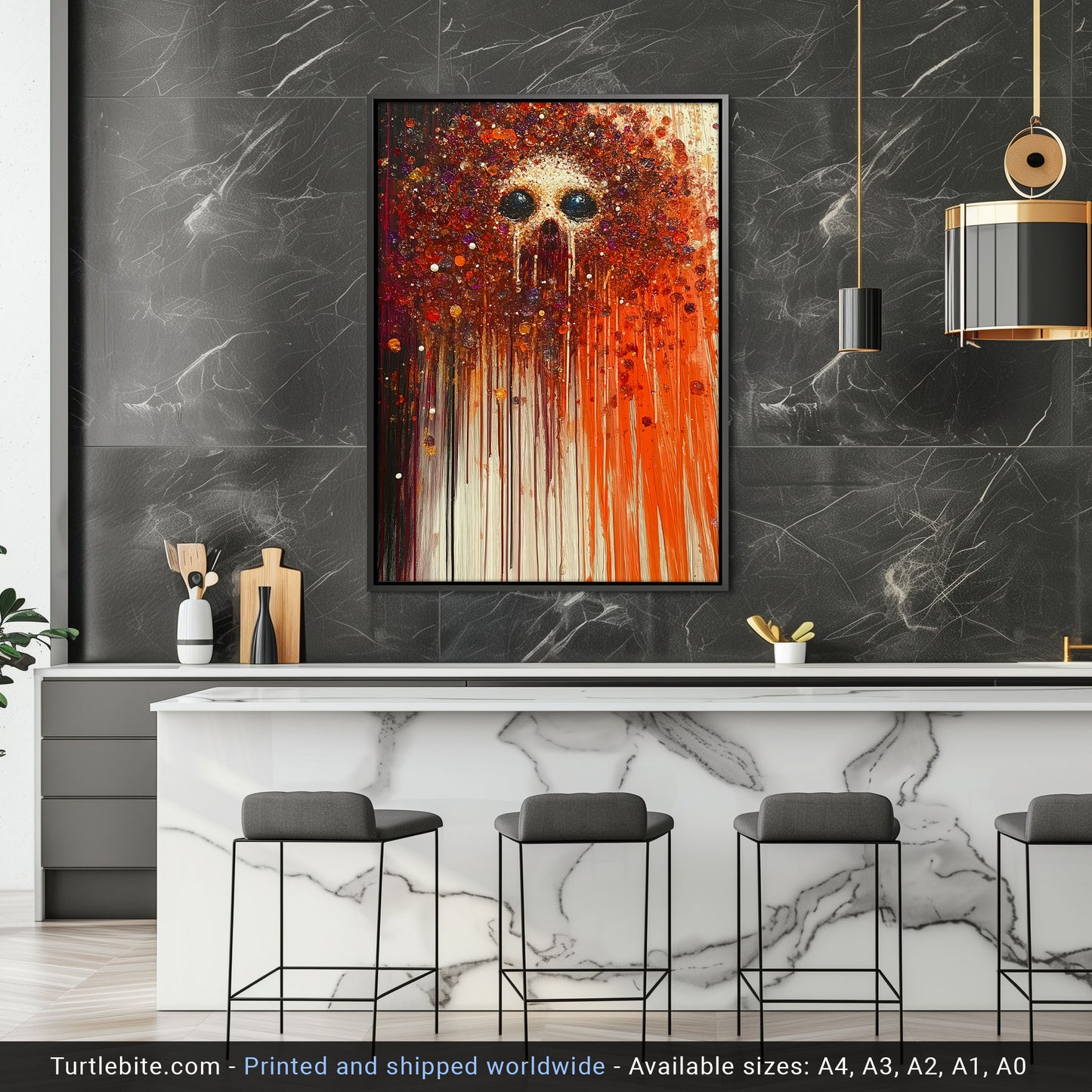 Dazzling Skull Art Print - Vibrant Splatter Oil Painting Poster - Colorful Sparkling Fine Art Print
