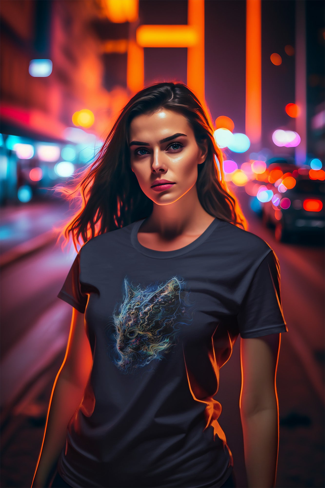 Psychedelic Dreamcore Cat Face T-Shirt