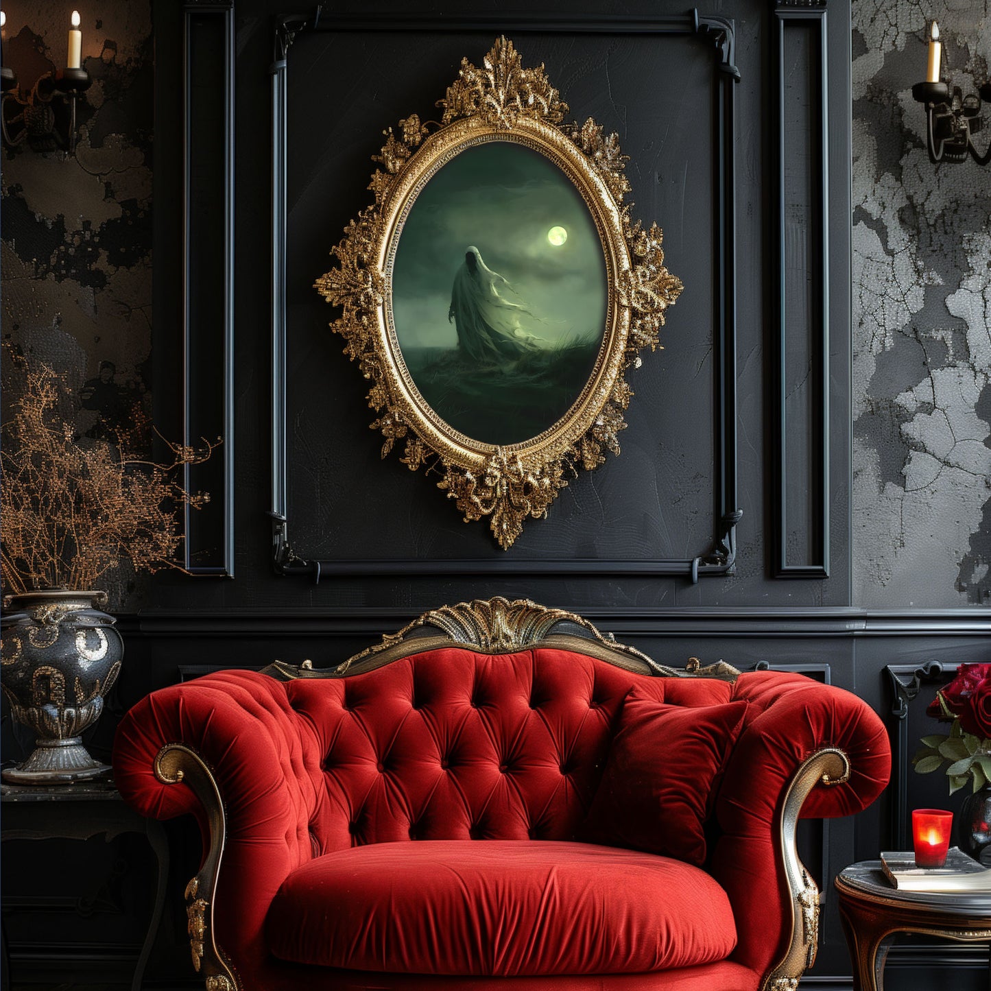 Eerie Moonlight Ghost Wall Art - Haunting Decor for a Dark Space