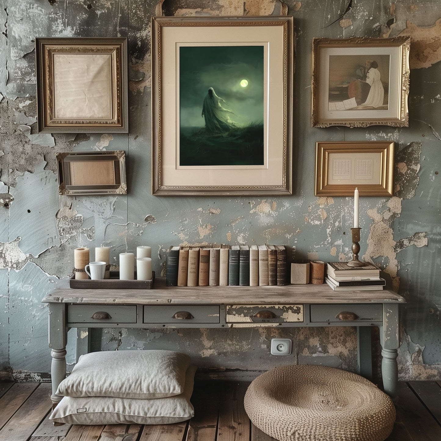 Eerie Moonlight Ghost Wall Art - Haunting Decor for a Dark Space