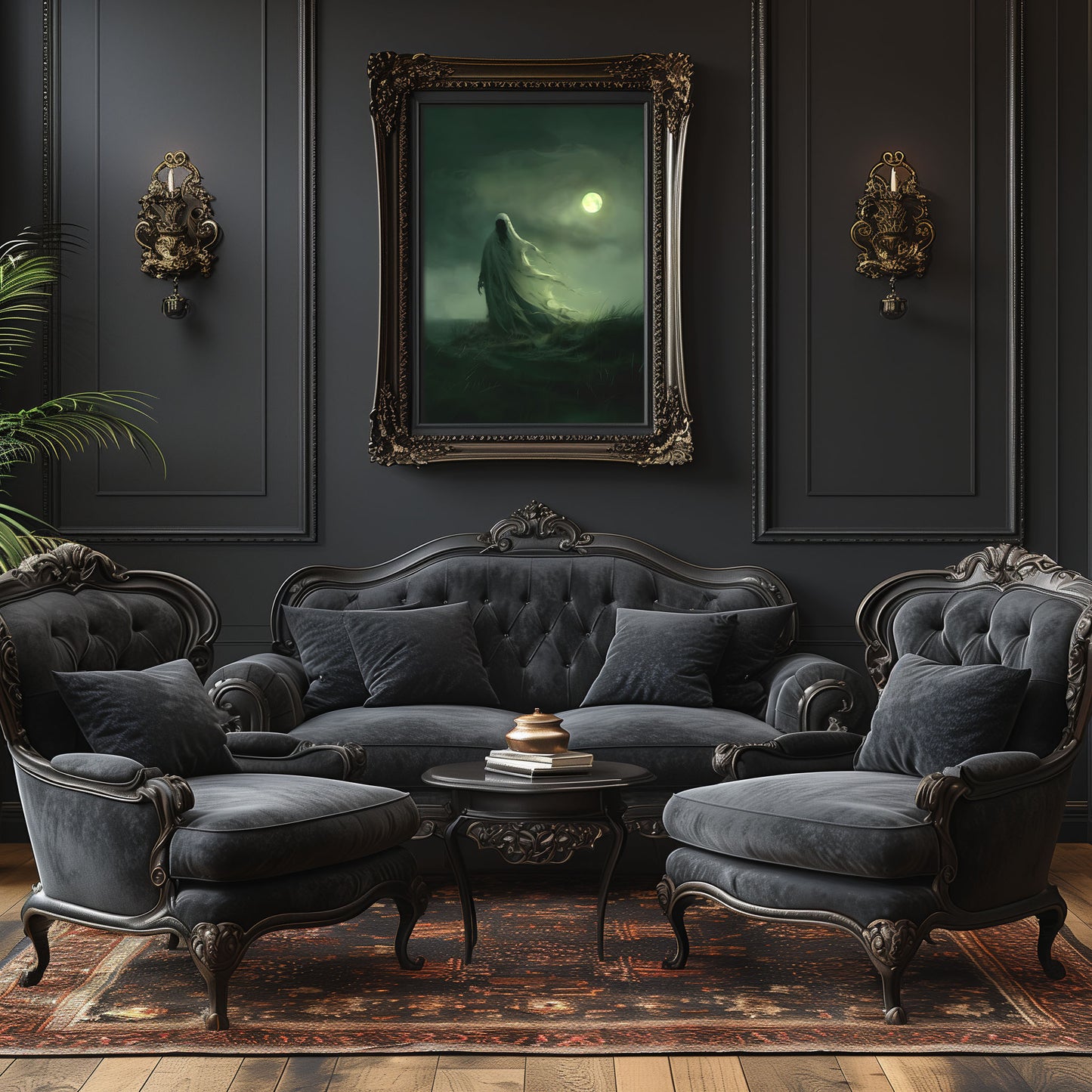 Eerie Moonlight Ghost Wall Art - Haunting Decor for a Dark Space