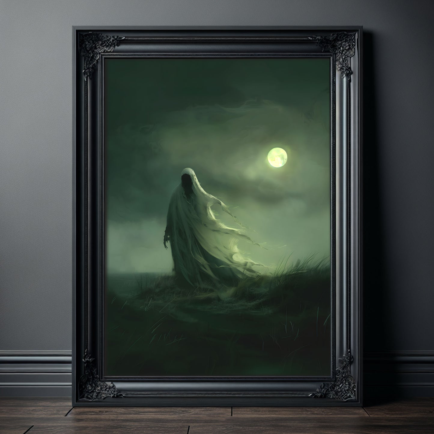 Eerie Moonlight Ghost Wall Art - Haunting Decor for a Dark Space