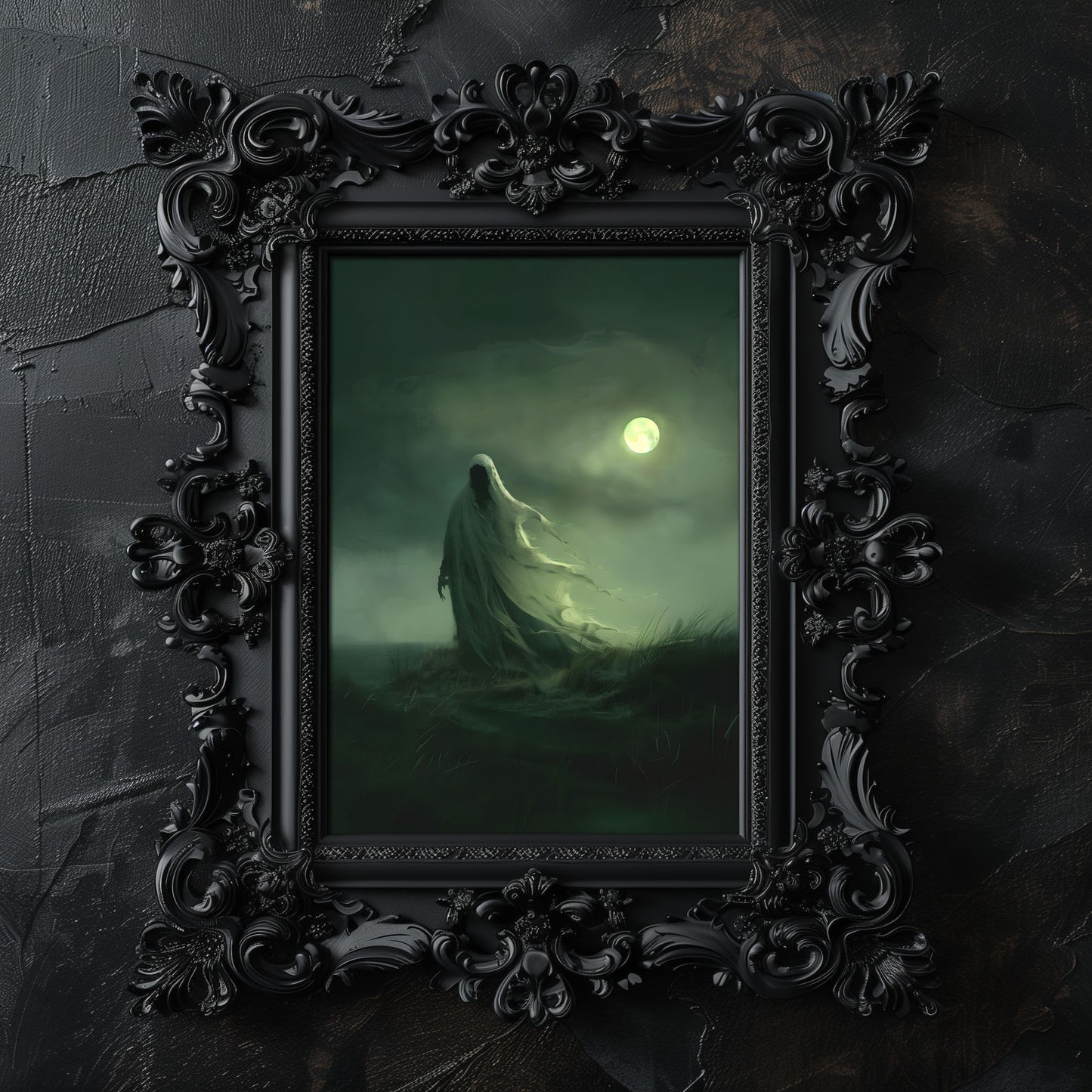 Eerie Moonlight Ghost Wall Art - Haunting Decor for a Dark Space