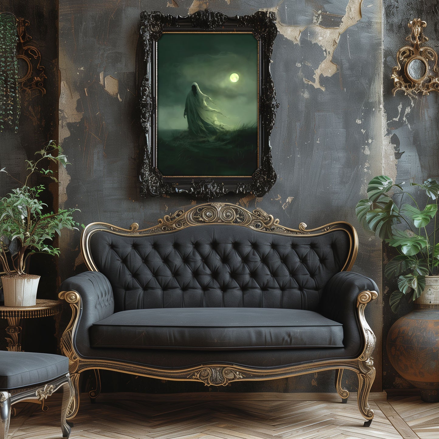 Eerie Moonlight Ghost Wall Art - Haunting Decor for a Dark Space