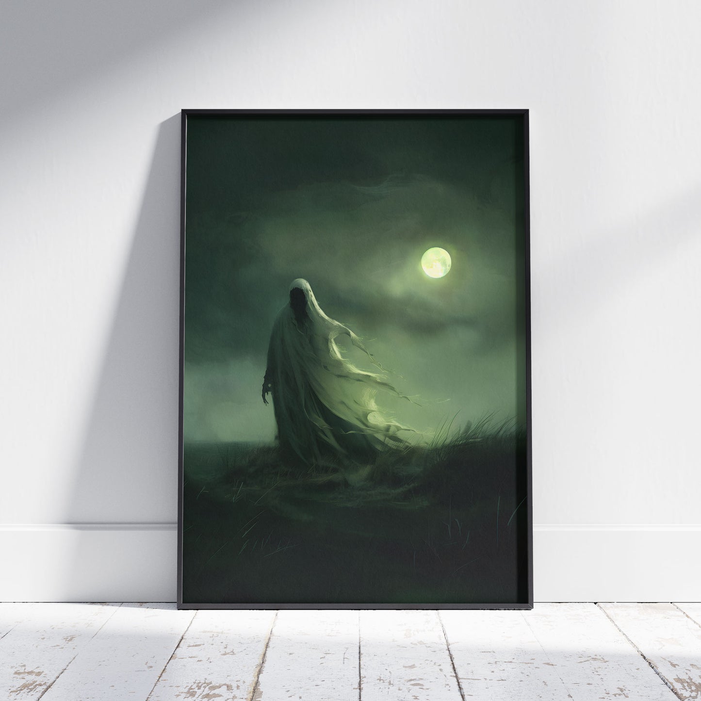 Eerie Moonlight Ghost Wall Art - Haunting Decor for a Dark Space