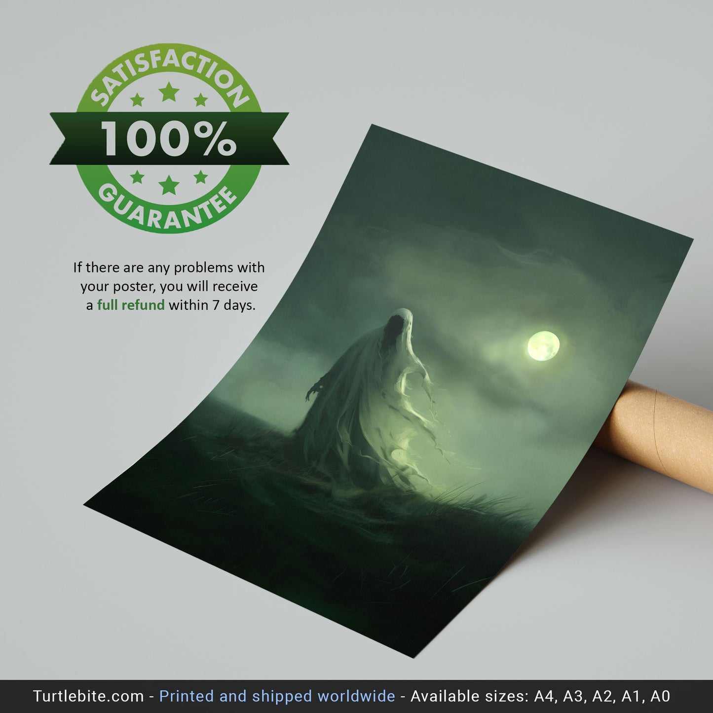 Eerie Moonlight Ghost Wall Art - Haunting Decor for a Dark Space