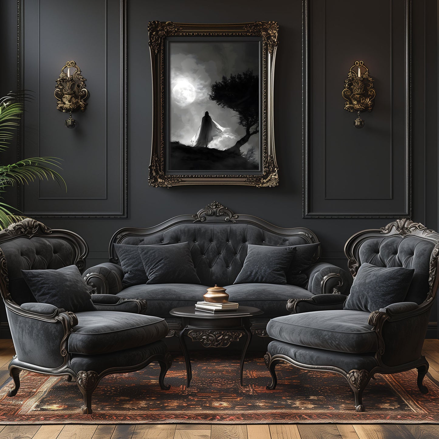 Ghostly Presence in the Moonlight - Haunting Wall Decor for a Dark Atmosphere