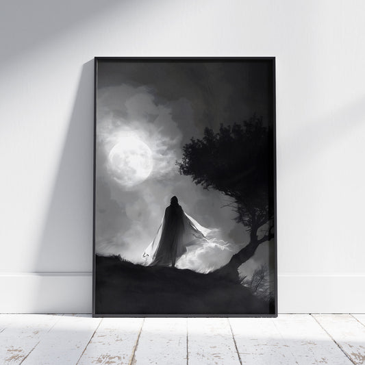 Ghostly Presence in the Moonlight - Haunting Wall Decor for a Dark Atmosphere