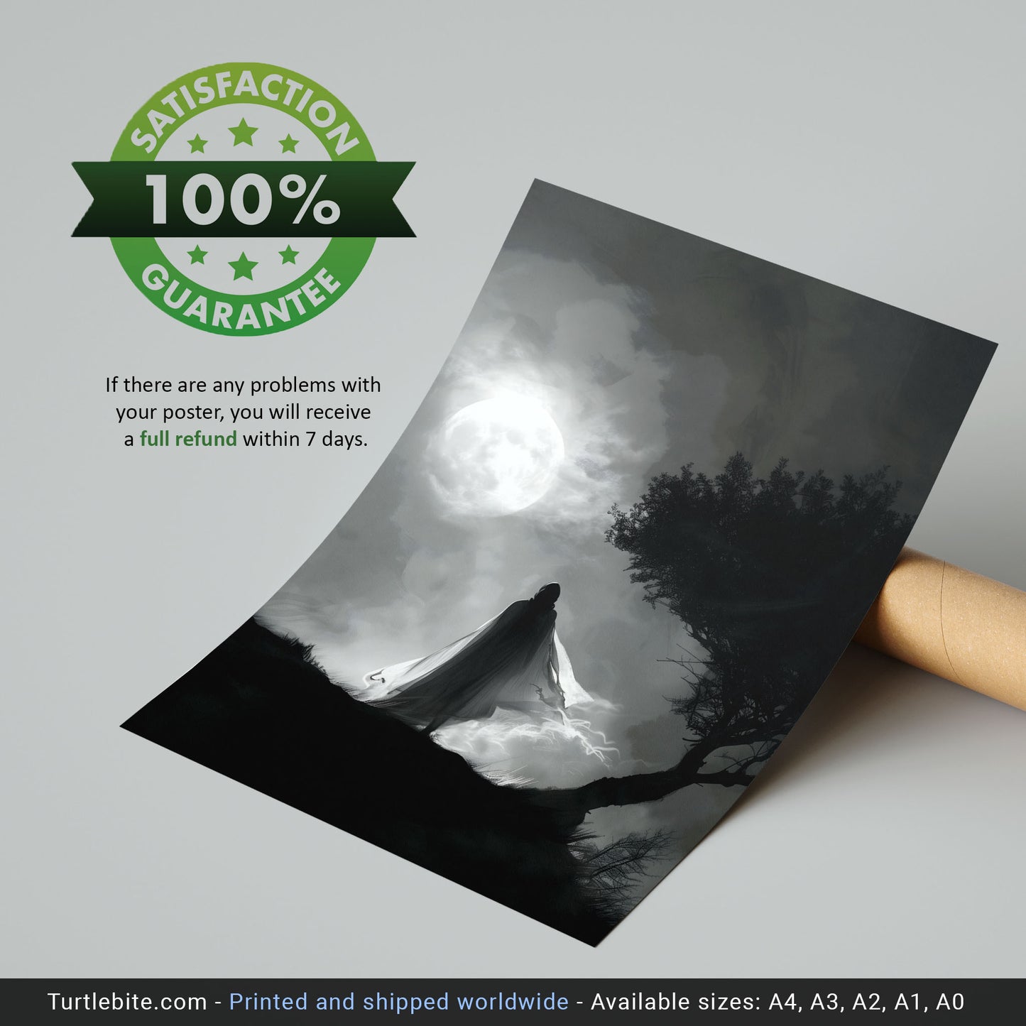 Ghostly Presence in the Moonlight - Haunting Wall Decor for a Dark Atmosphere