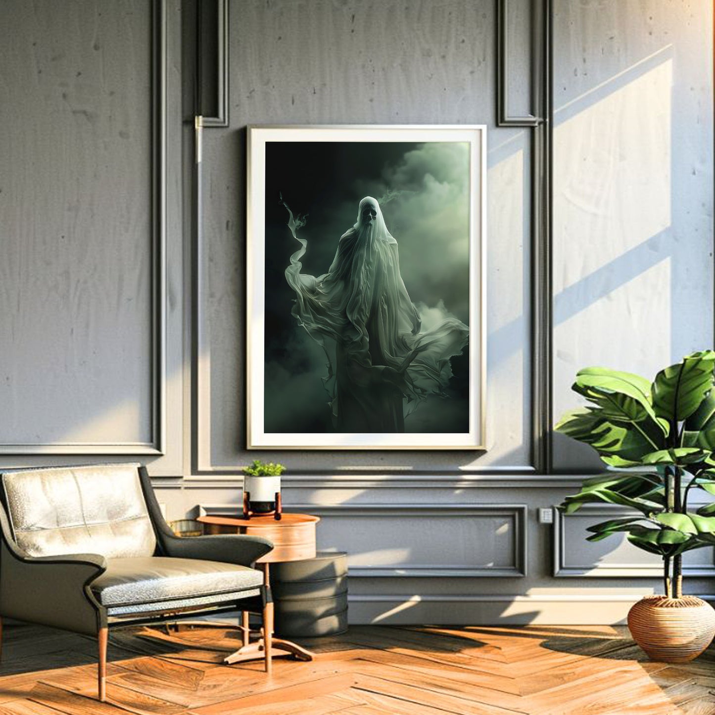 Moonlight Ghostly Presence Wall Hanging - Spooky Home Art Print