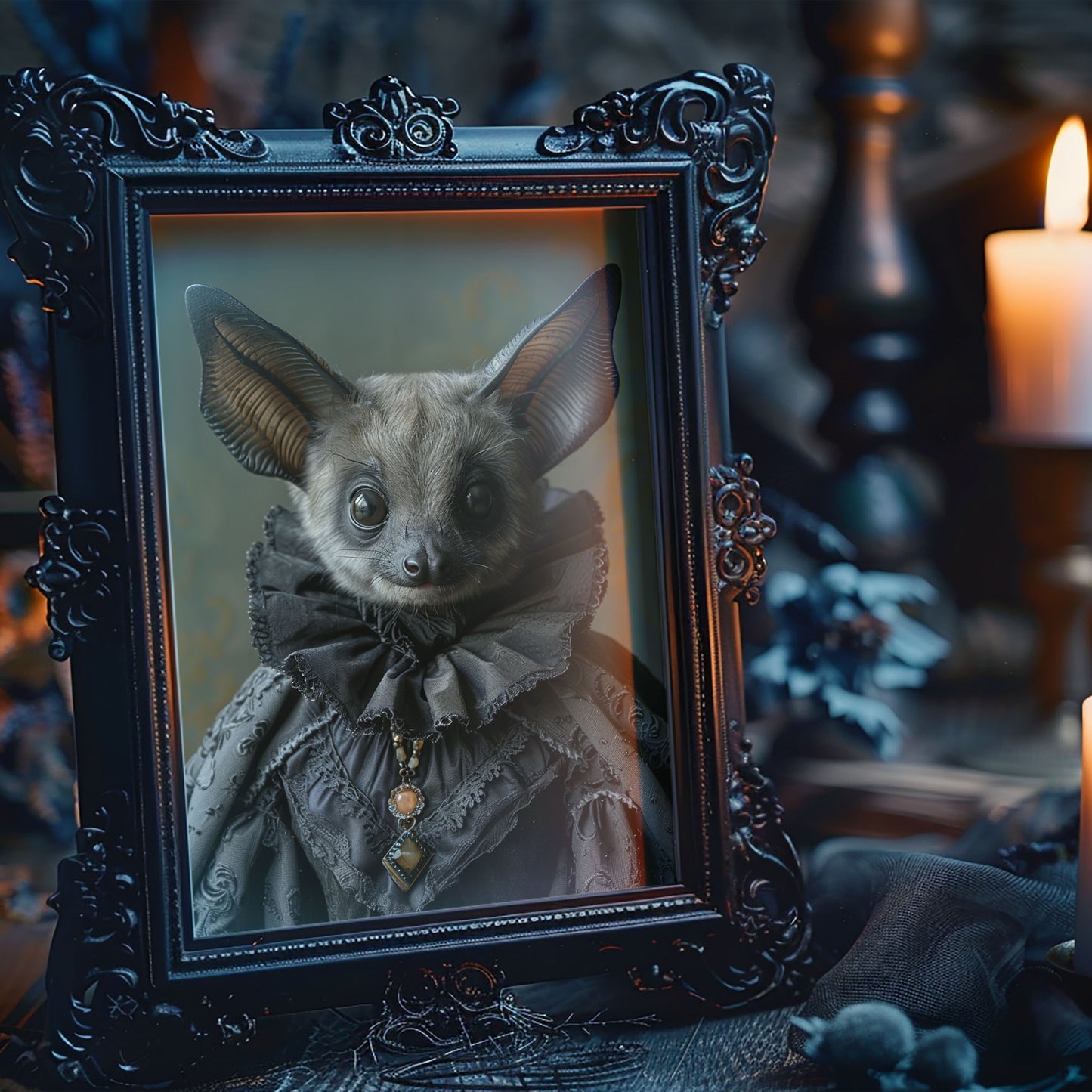 Gothic Bat in Dress Poster - Dark Aesthetic Wall Art