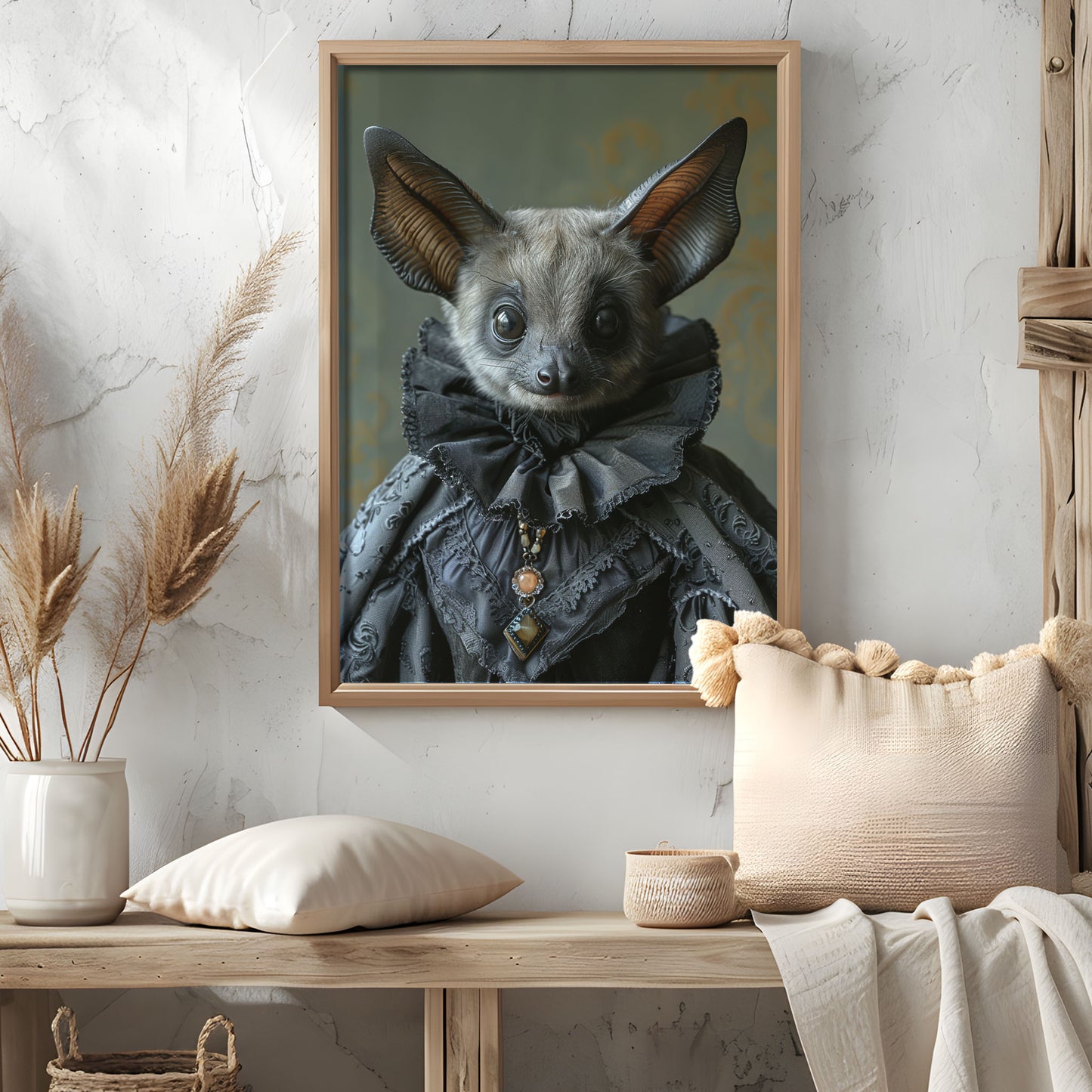 Gothic Bat in Dress Poster - Dark Aesthetic Wall Art