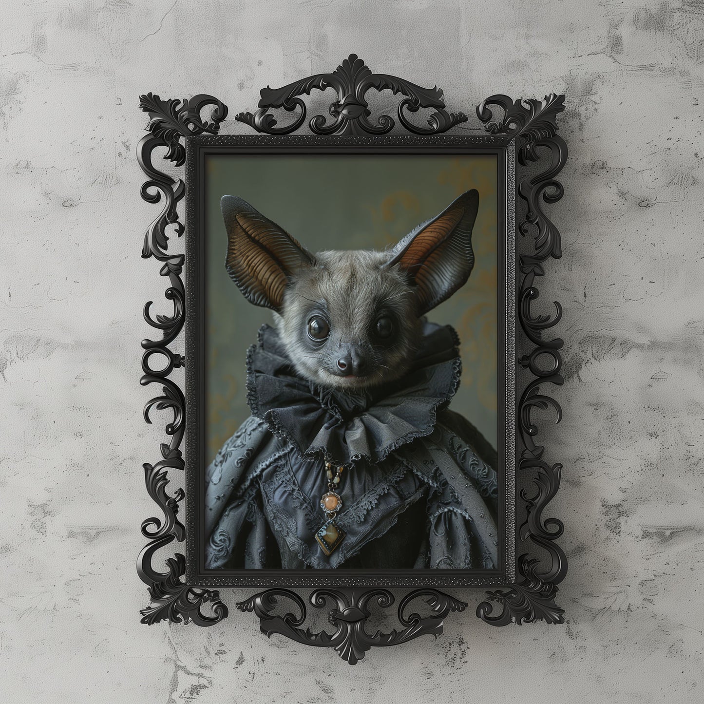 Gothic Bat in Dress Poster - Dark Aesthetic Wall Art