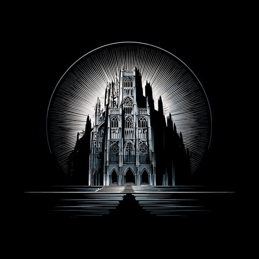 Gothic cathedral t-shirt with moon design