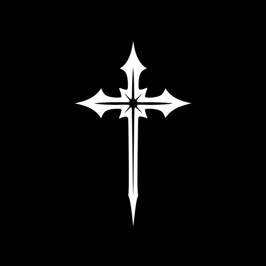 Gothic cross t-shirt in black with white cross design