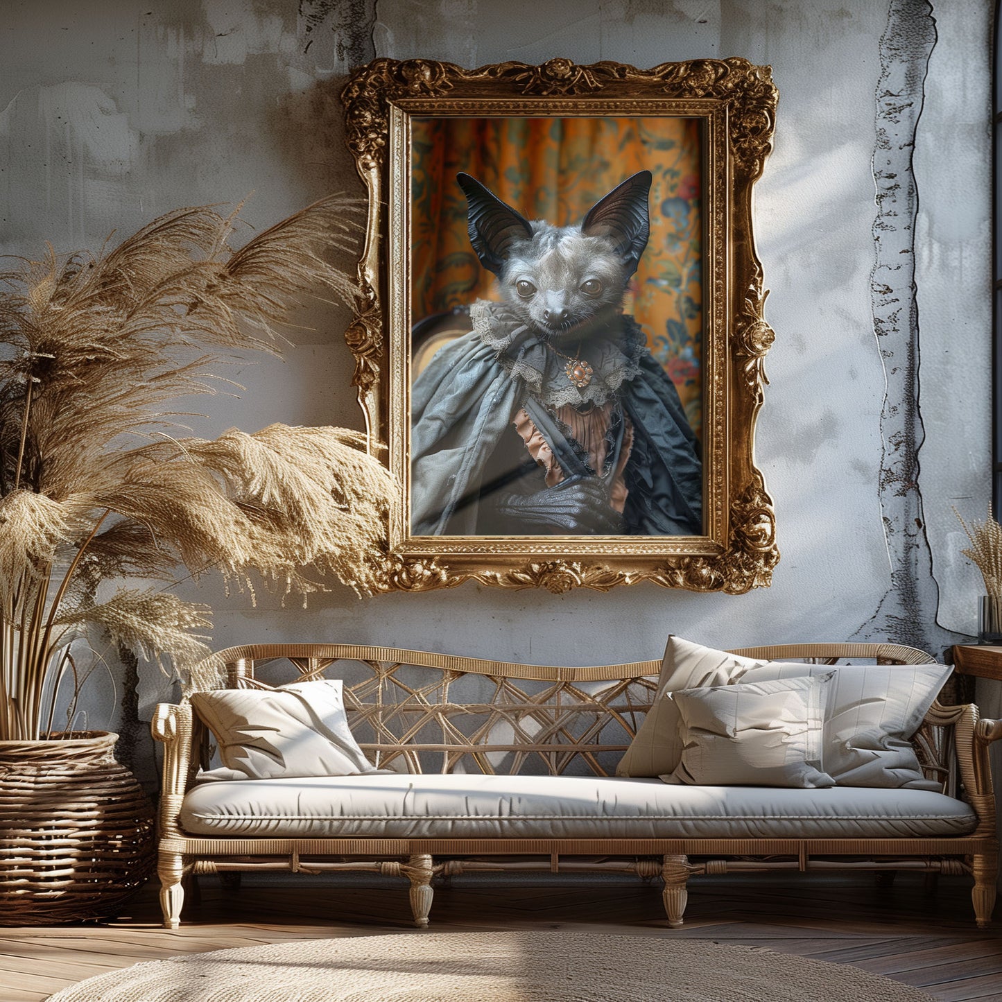 Elegant Gothic Bat Portrait - Dark Aesthetic Wall Art Poster
