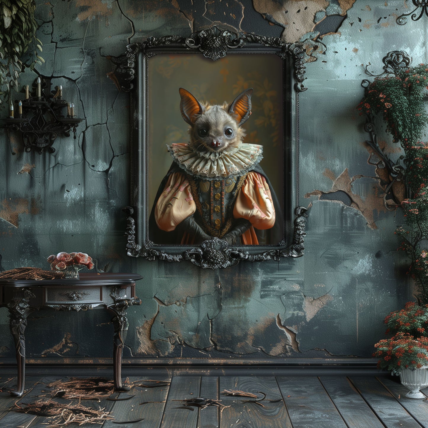Dark Aesthetic Wall Art - Gothic Bat in Dress Poster for a Unique Look