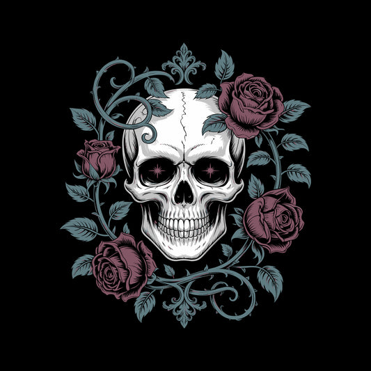 Gothic Skull & Roses T-Shirt, Victorian Dark Art Tee