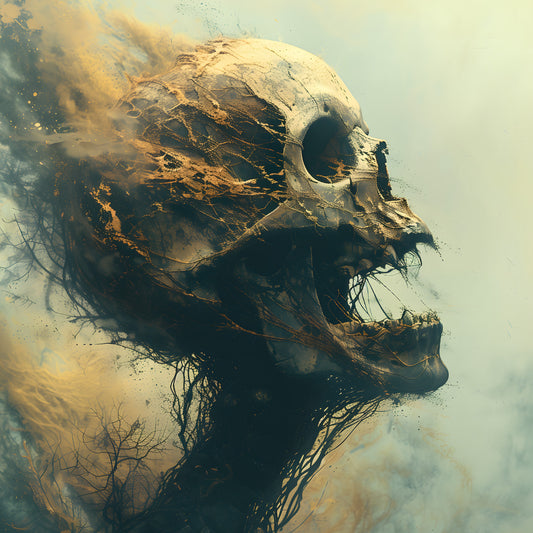 Gothic Horror Skull Painting - Creepy Smoking Wall Art
