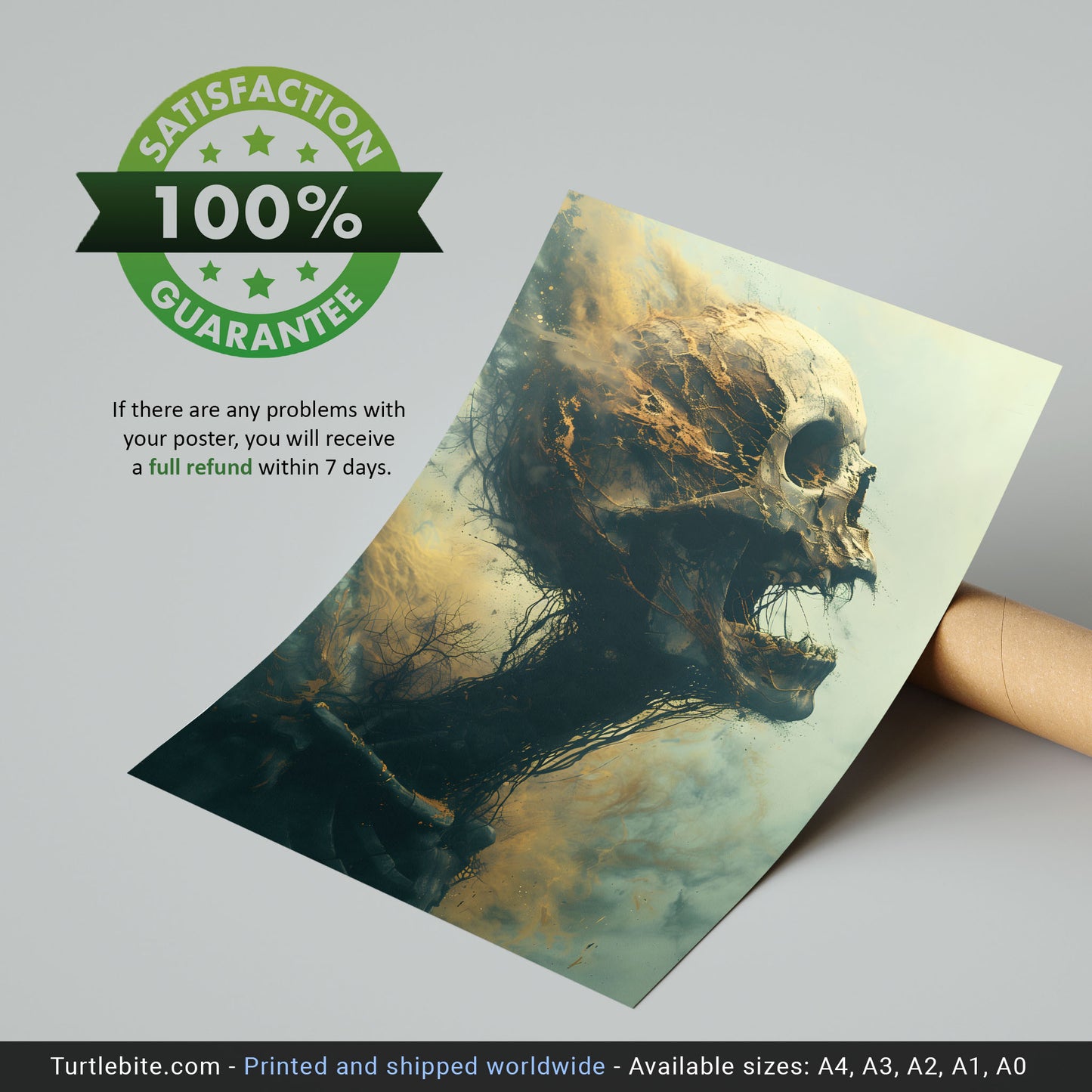 Gothic Horror Skull Painting - Creepy Smoking Wall Art