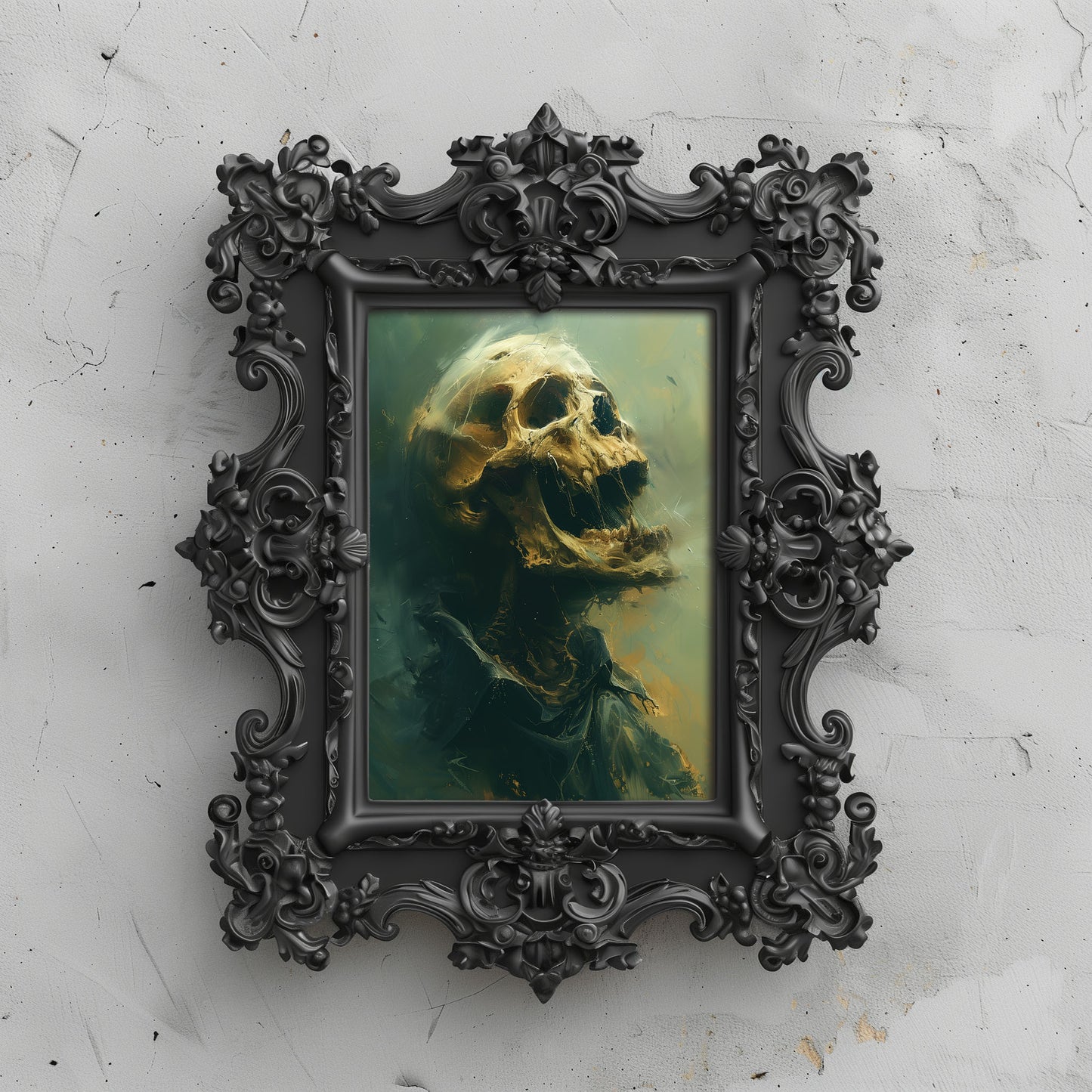 Haunting Screaming Skull Painting - Creepy Eerie Wall Art