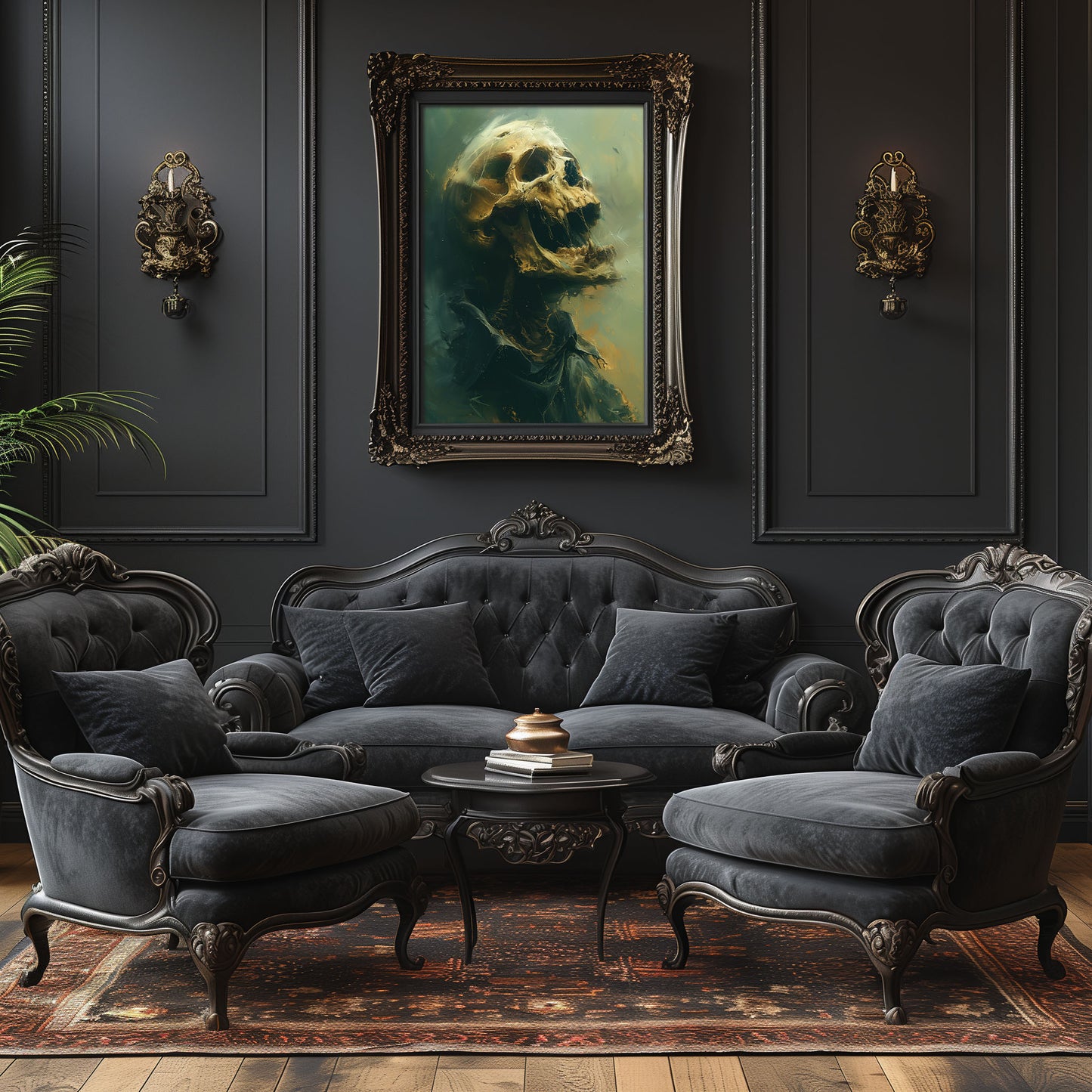 Haunting Screaming Skull Painting - Creepy Eerie Wall Art